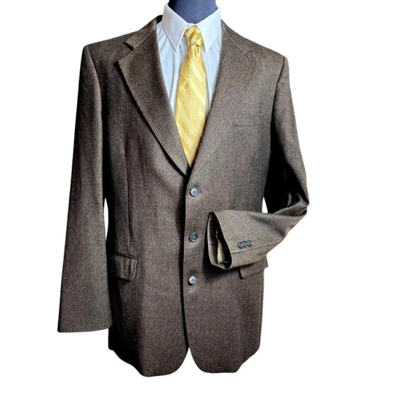 Men's Roger Stewart Brown Wool 2 pc. Suite classic 3 Buttons Size 47 XLT - Picture 1 of 16